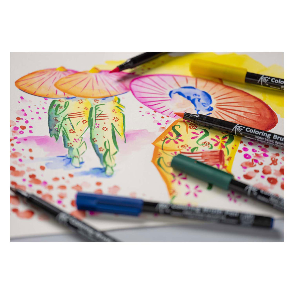 Ensemble de stylos pinceaux de coloration Sakura koi, lumineux, 6 couleurs