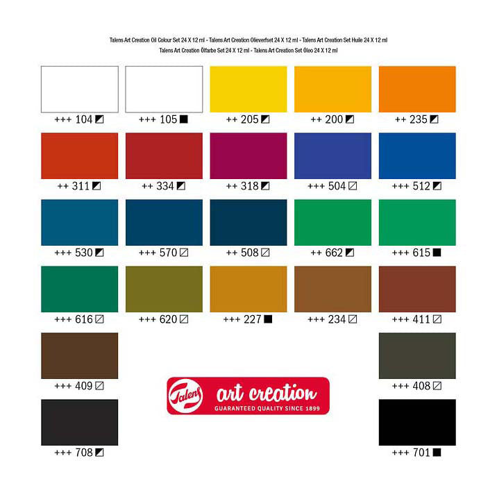 Talens art création ensemble de peinture à l'huile 24x12ml