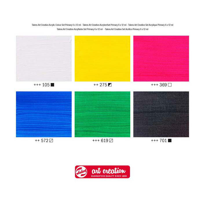 Talens art création ensemble de peinture acrylique primaire, 6x12ml