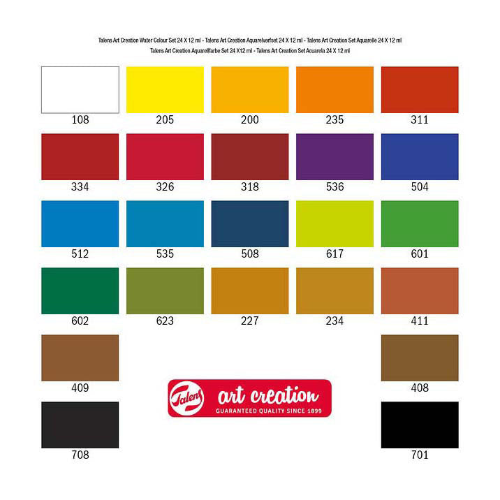 Ensemble de peinture aquarelle Talens art création 24 x 12 ml