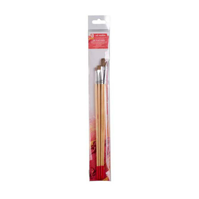 Talens art création huile acrylique pinceau set v3 poils de bovin plats