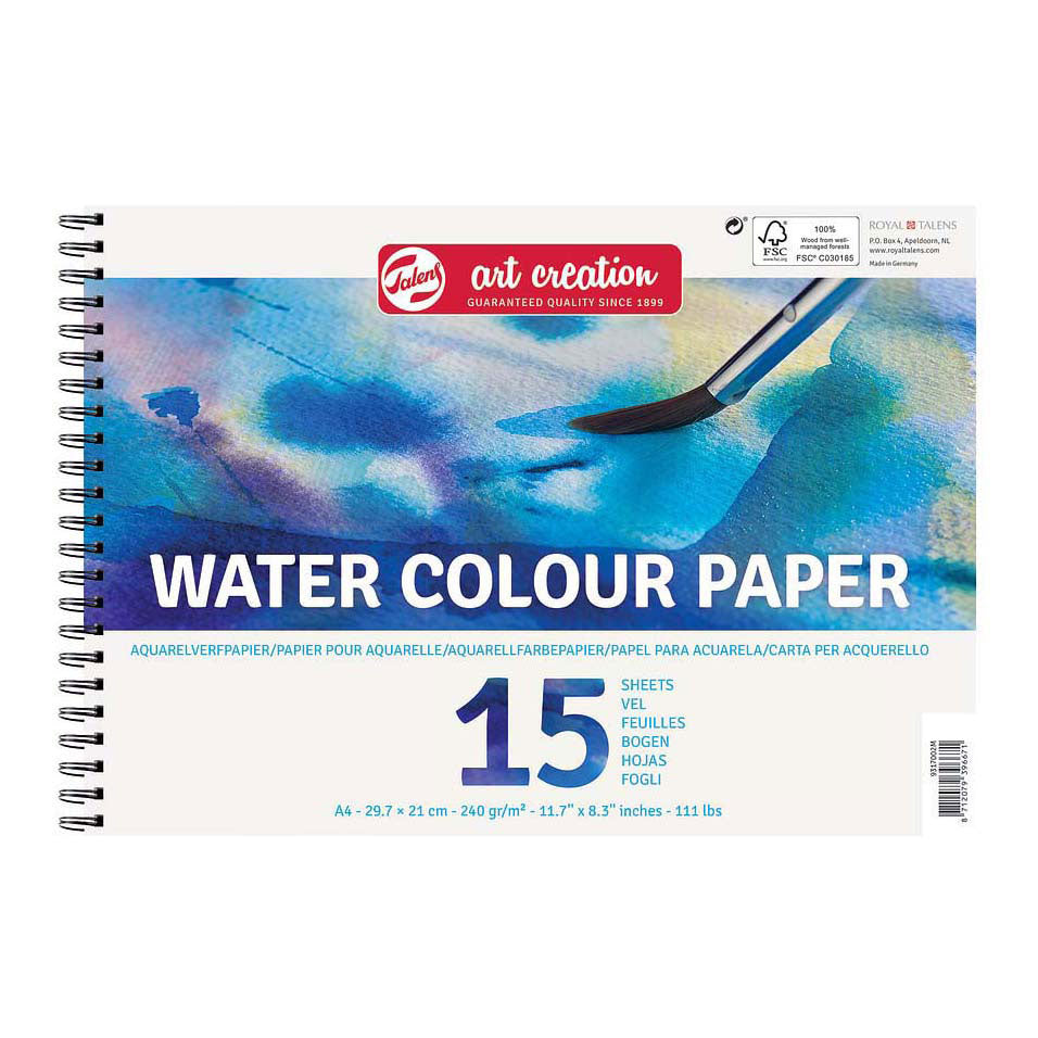 Talens art création papier aquarelle a4 250 g 15 feuilles