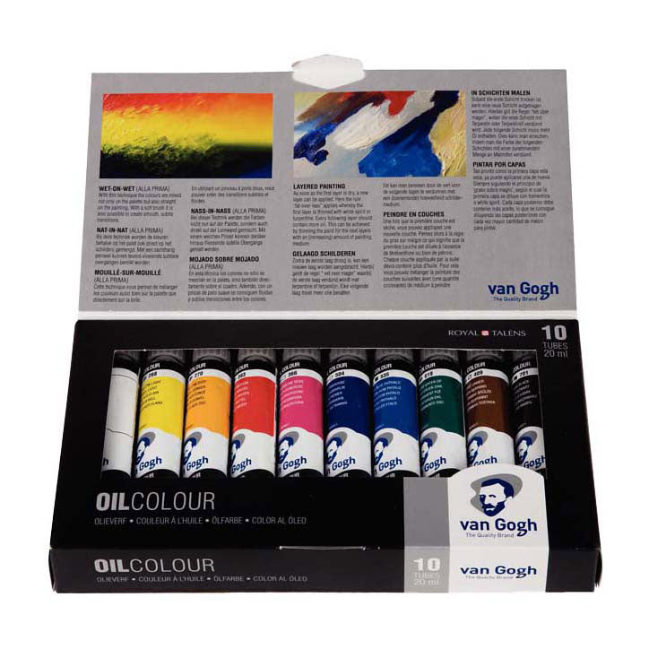 Kit de base de peinture à l'huile Bruynzeel van Gogh avec 10 couleurs en tubes de 20 ml
