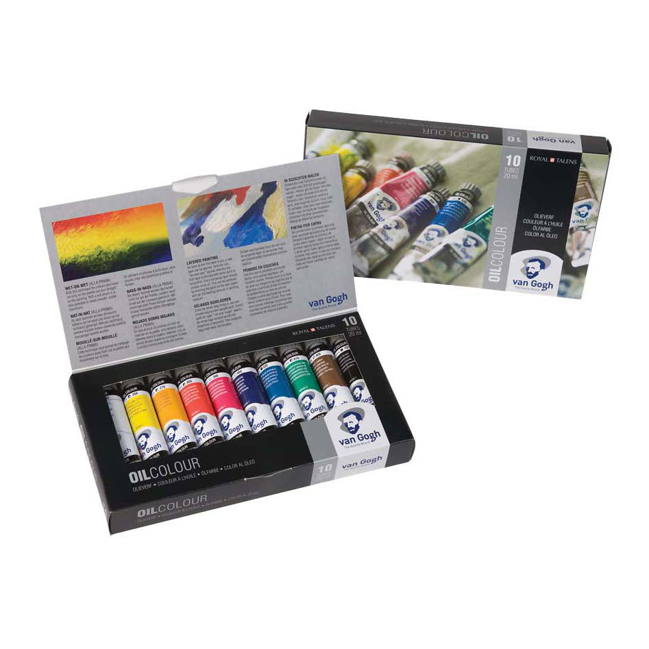 Kit de base de peinture à l'huile Bruynzeel van Gogh avec 10 couleurs en tubes de 20 ml