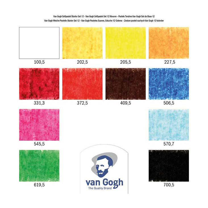 Bruynzeel van Gogh ensemble de démarrage de pastels tendres avec 12 couleurs
