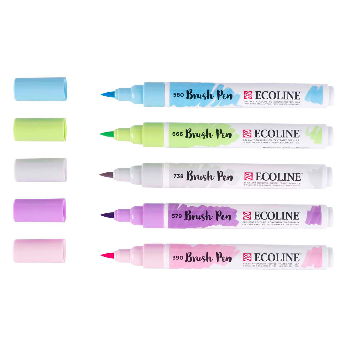 Bruynzeel ecoline – ensemble de stylos pinceaux pastel, 5 couleurs
