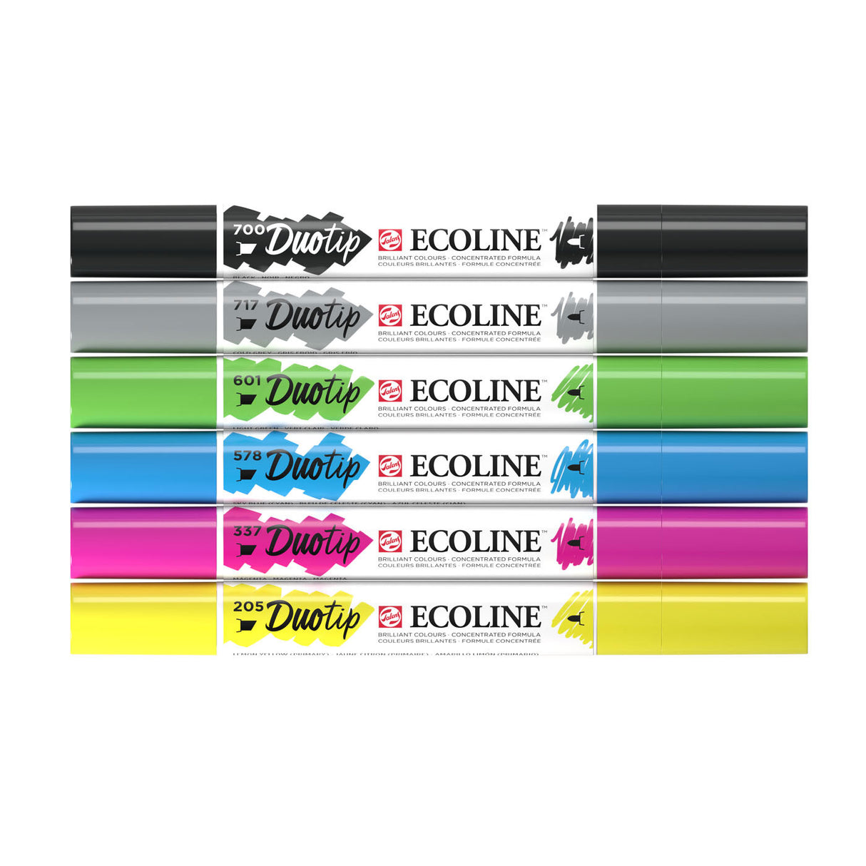 Ensemble de base de marqueurs Talens Ecoline Duotip, 6 pcs.