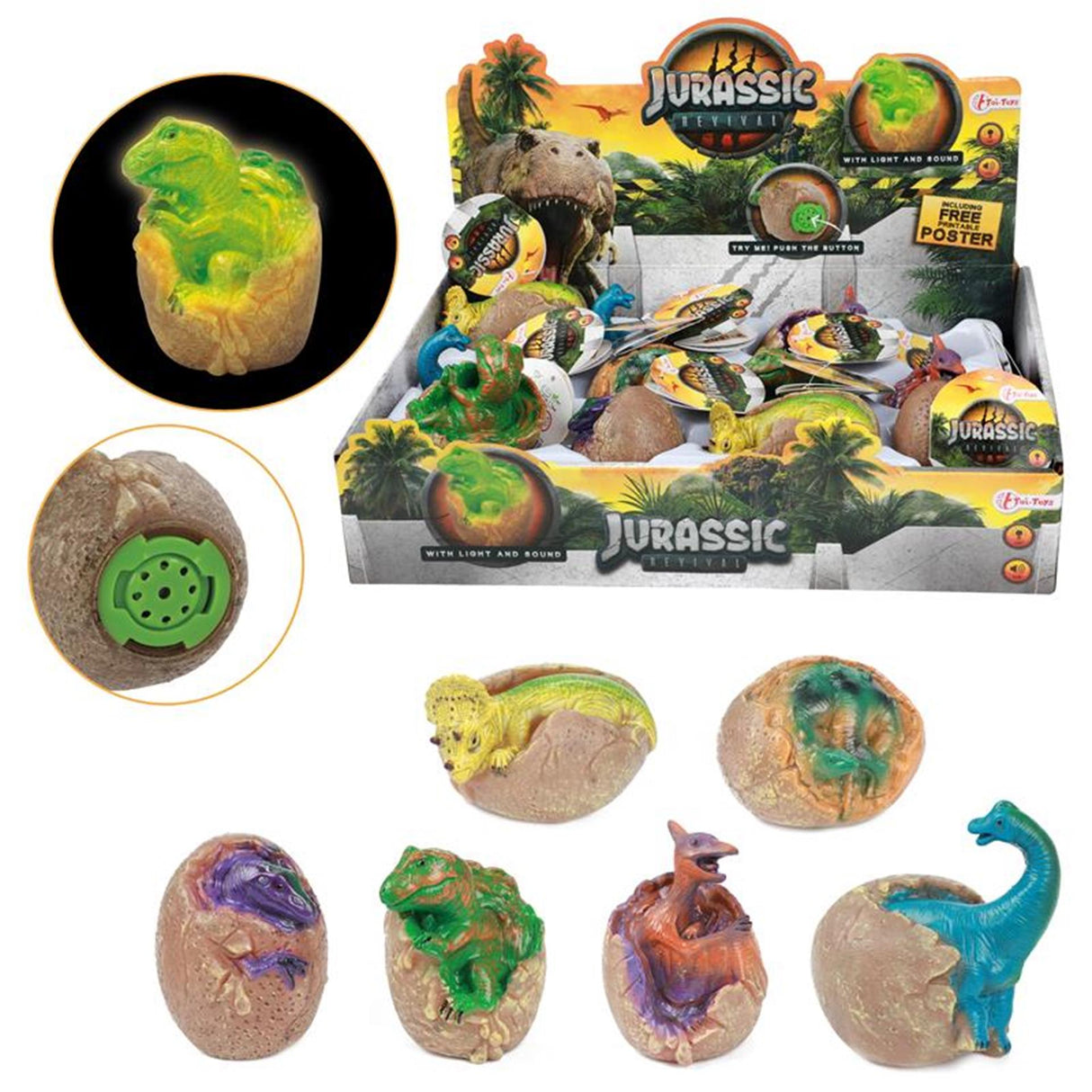 Toi-toys toi toys bébé dinosaure dans un œuf avec lumière et son