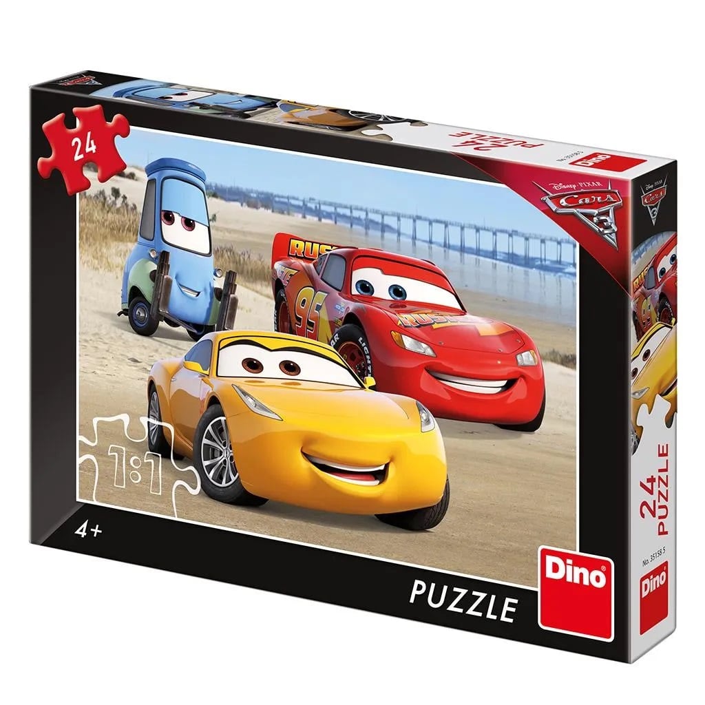 Puzzle Dinotoys - Voitures Disney Pixar sur la plage - 24 pièces