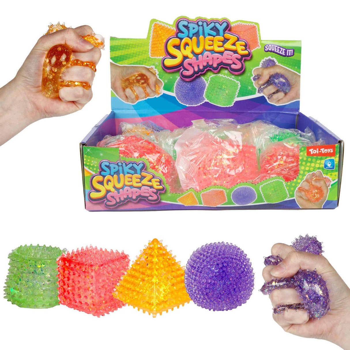 Toi-toys balle à presser texturée amusante géométrique, 5 cm