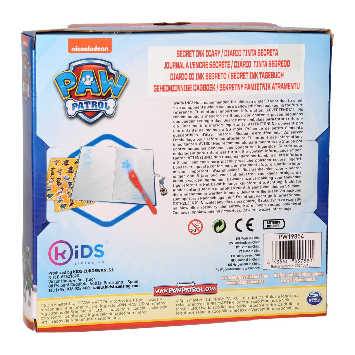Journal avec autocollants et stylo secret - PAW Patrol