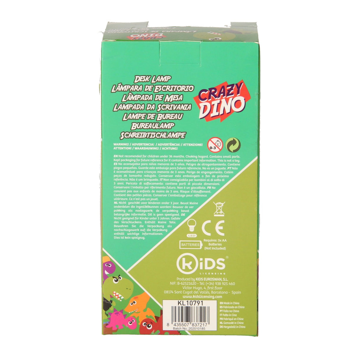 Lampe de table avec licence pour enfants, dinosaure