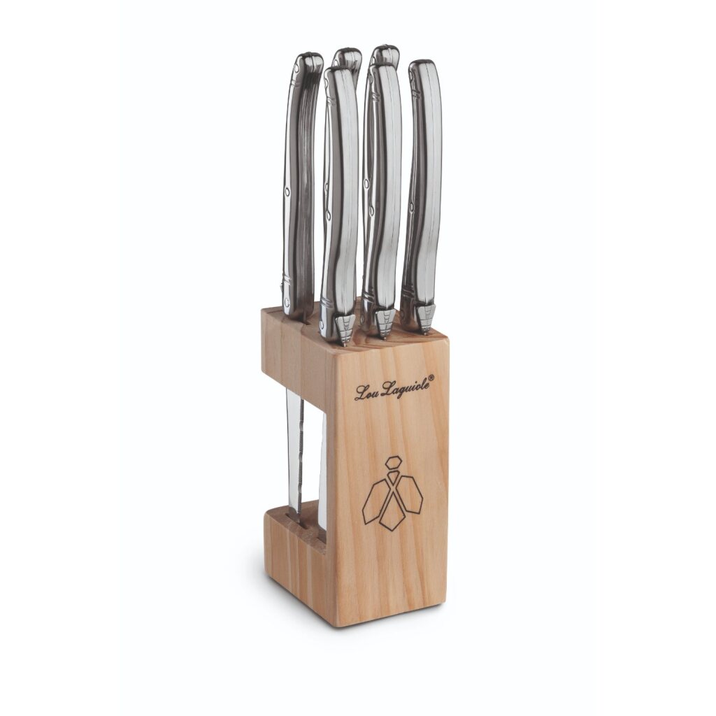 Lou Laguiole Couteaux à Steak Lou Laguiole 6 Pièces + Bloc Bois