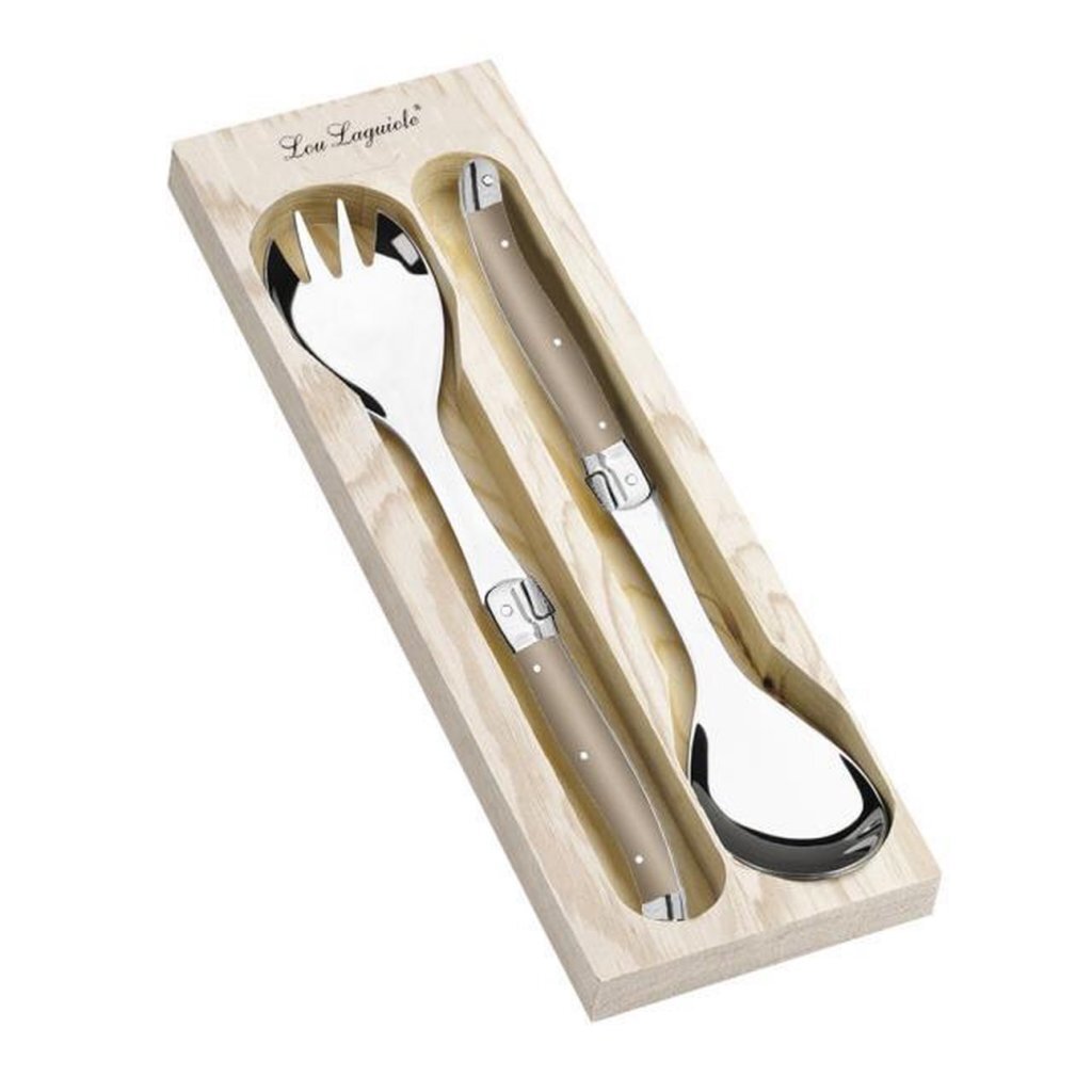 Lou Laguiole Couvert à Salade Lou Laguiole + Plateau en Bois 2 pièces Marron