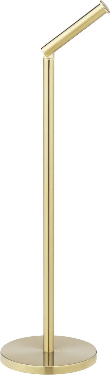 Wenko Porte-rouleau de papier toilette 2 en 1 en acier inoxydable doré mat - Porte-rouleau de rechange - Porte-papier toilette sur pied - Porte-rouleau de papier toilette sur pied