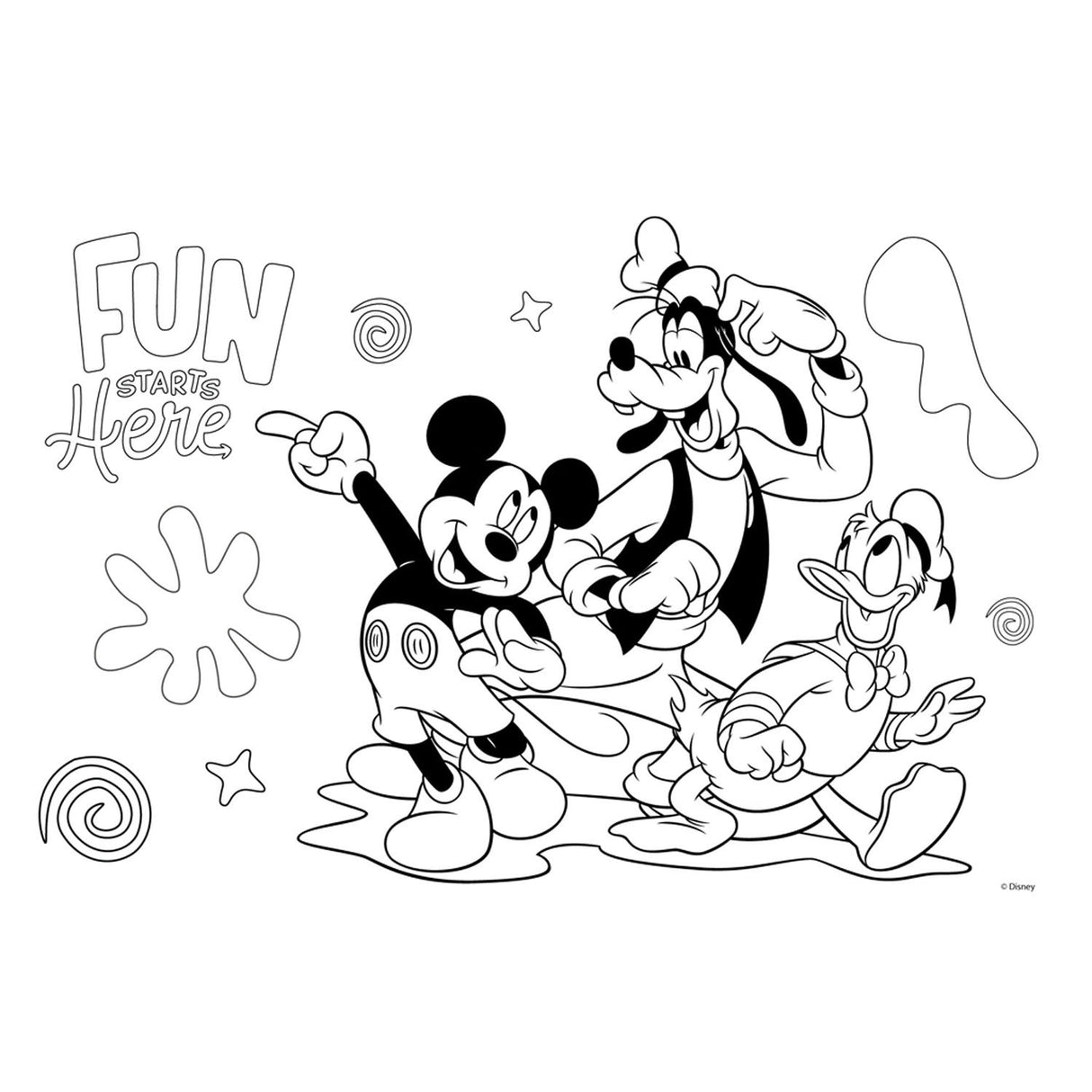 Pages à colorier Mickey Mouse Mickey Mouse avec pochoir et cuisson d'autocollants