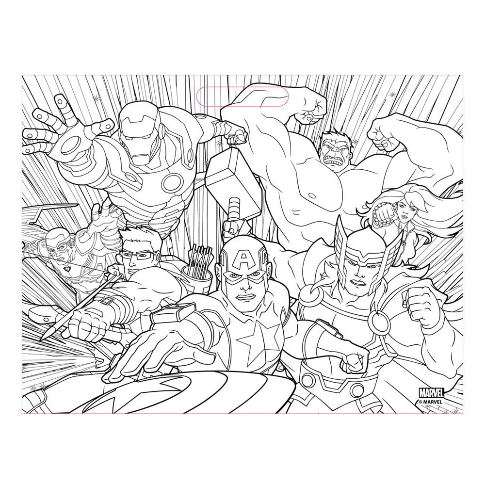 Bloc à dessin Avengers avec autocollants et 3 crayons de couleur, 40 feuilles