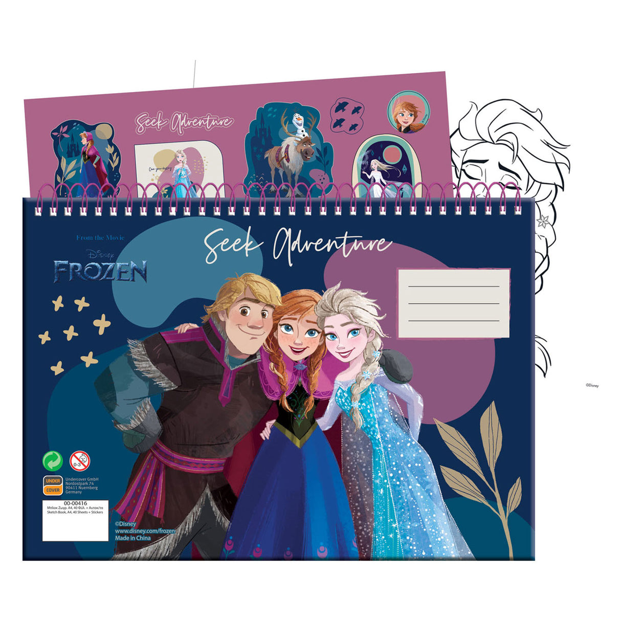 Bloc de dessin Disney Frozen avec des autocollants, 40 feuilles