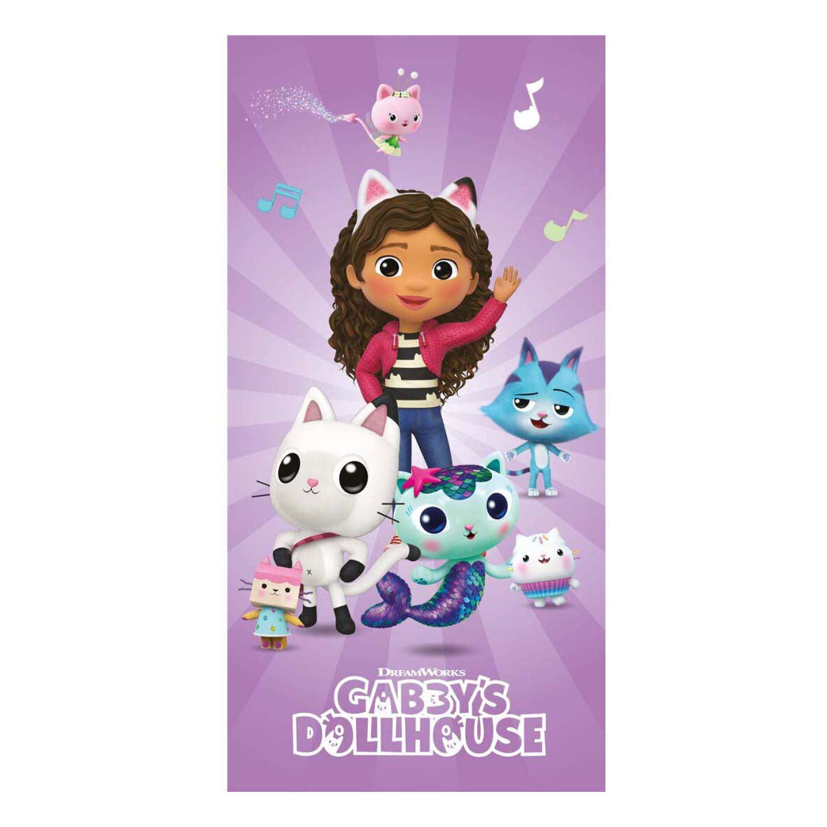 Serviette de plage en coton Gabby's Dollhouse, 140x70cm