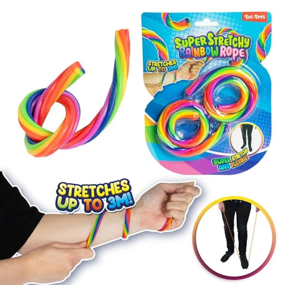 Toi-toys toitoys corde super extensible arc-en-ciel blister de 2 pièces