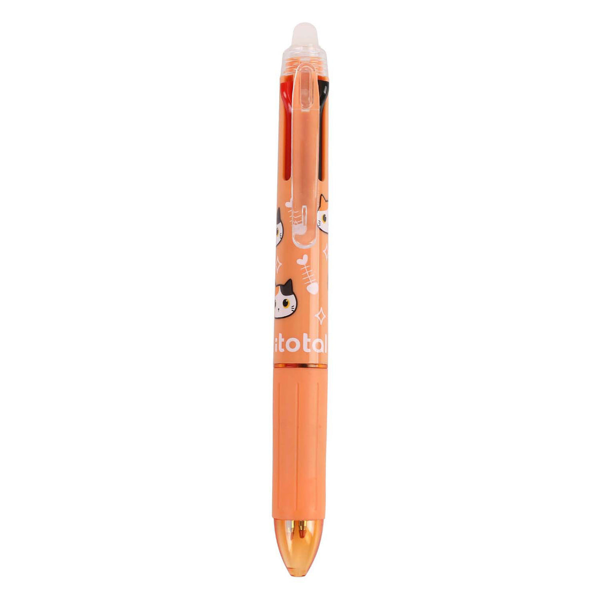 Stylo multicolore effaçable Itotal 4en1 chat orange