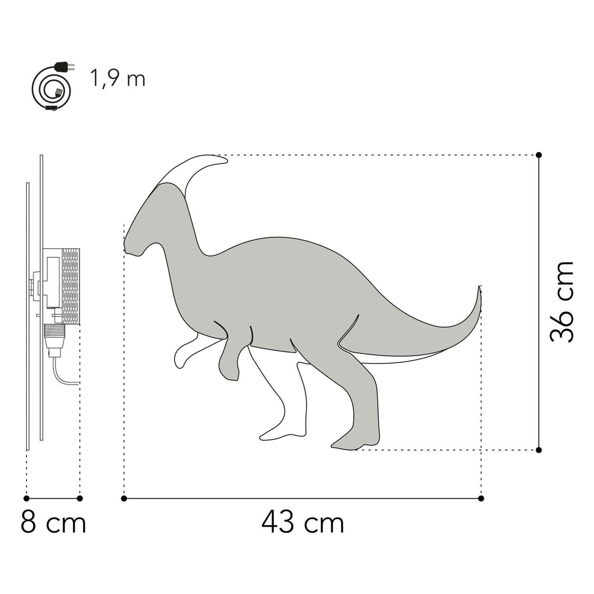 De tjalle et jaspe - applique dinosaure parasaurolopus - bois