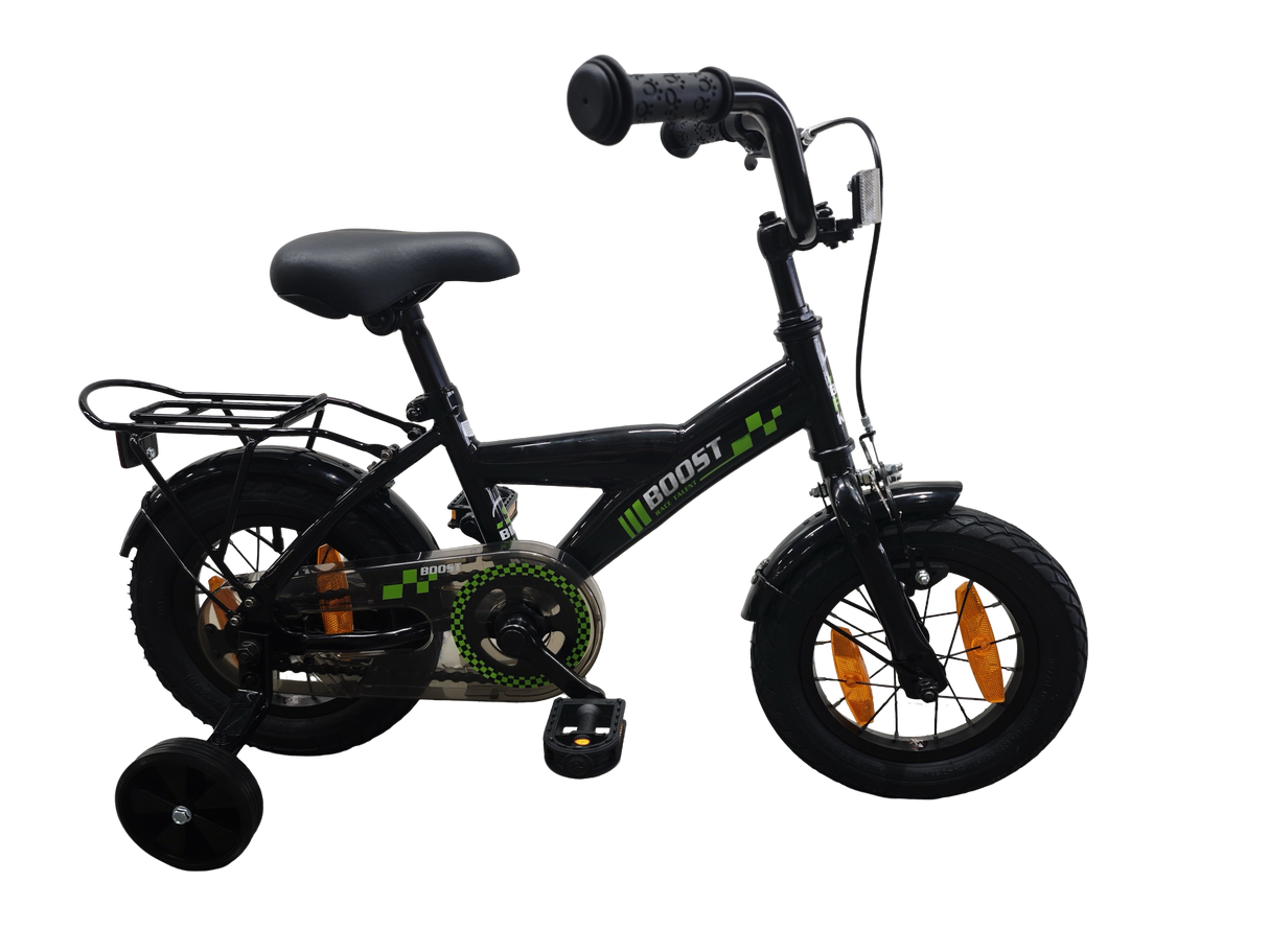 Vélo pour enfants Bikefun boost 12 pouces - avec roues d'entraînement et moyeu de frein - noir