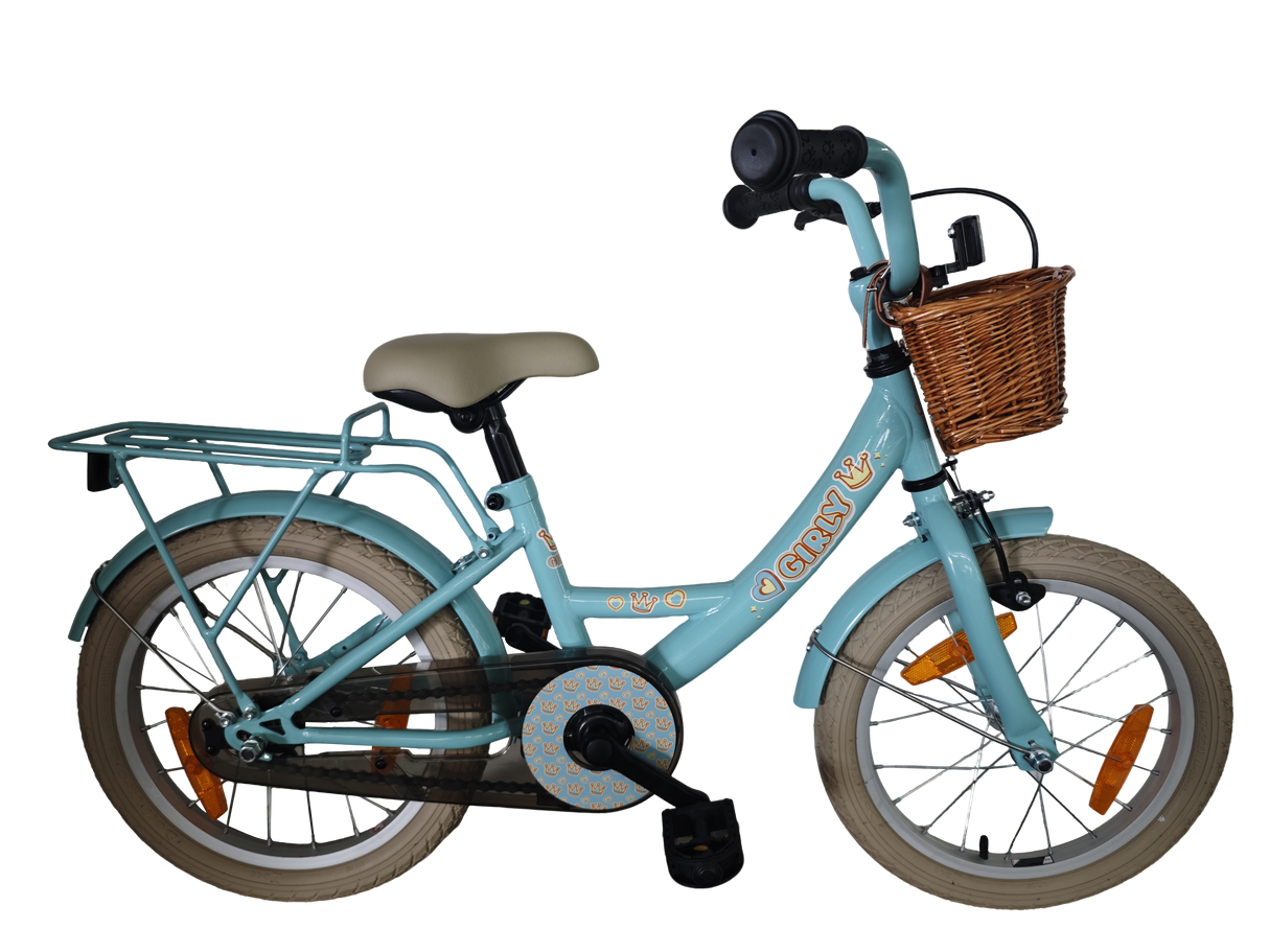 Vélo pour enfants Bikefun girly 16 pouces - avec panier et moyeu de frein - bleu