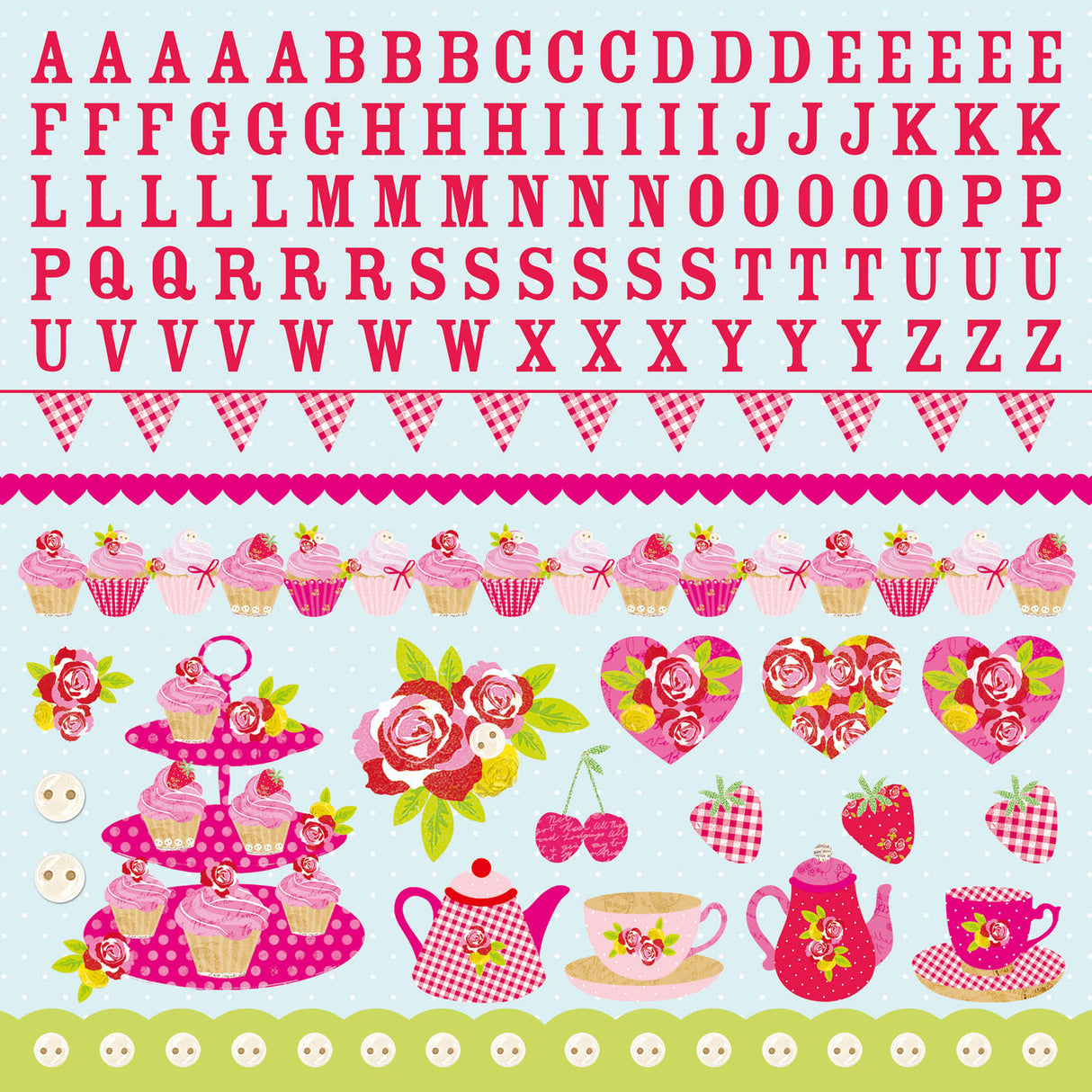 Kaisercraft • Feuille d'autocollants Tea Party 30,5x30,5cm