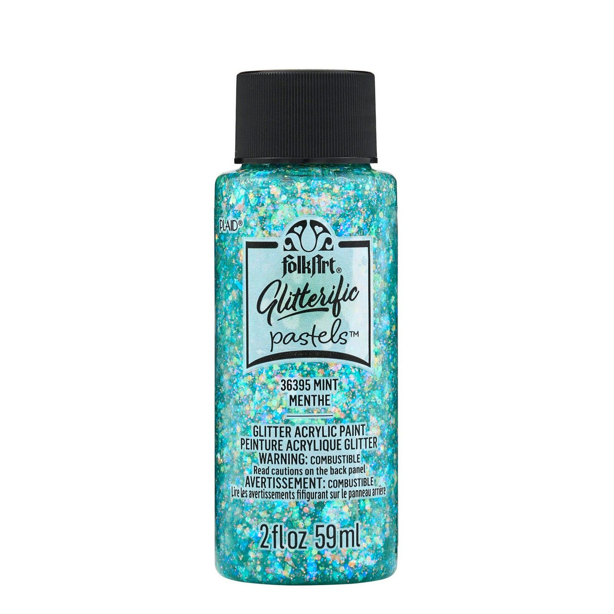 Folkart • peinture acrylique pastels pailletés menthe 59ml