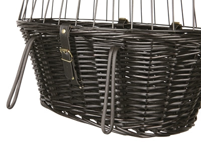 Trixie panier de vélo avant en saule noir avec coussin et capuche