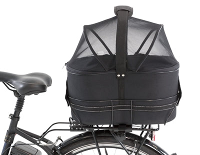 Panier à vélo arrière Trixie noir avec coussin et capuche