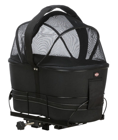 Panier à vélo arrière Trixie noir avec coussin et capuche