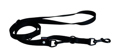 Laisse pour chien Martin polyvalente en nylon noir