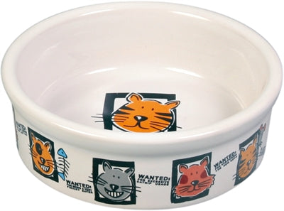 Bol de nourriture pour chat en céramique Trixie avec imprimé assorti