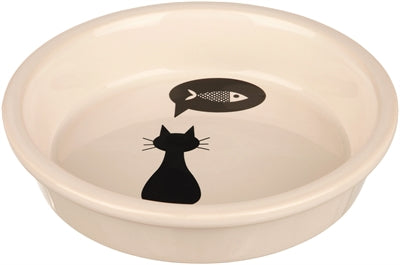 Bol à nourriture blanc en céramique Trixie avec chat silhouette