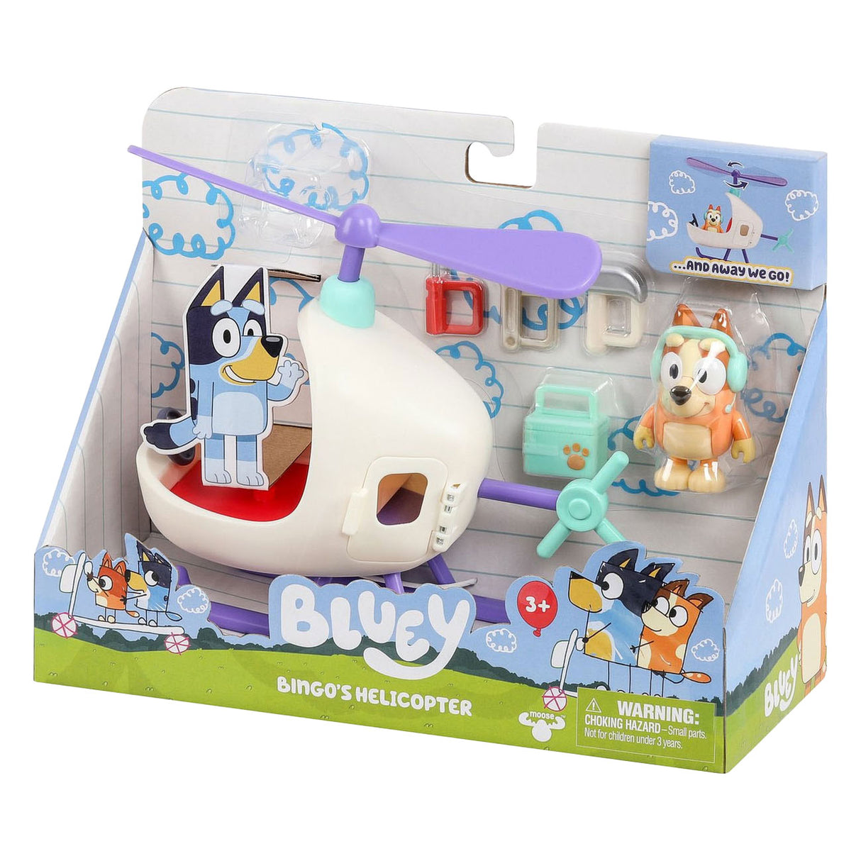 Moose jouets figurine de jeu de bingo hélicoptère bluey