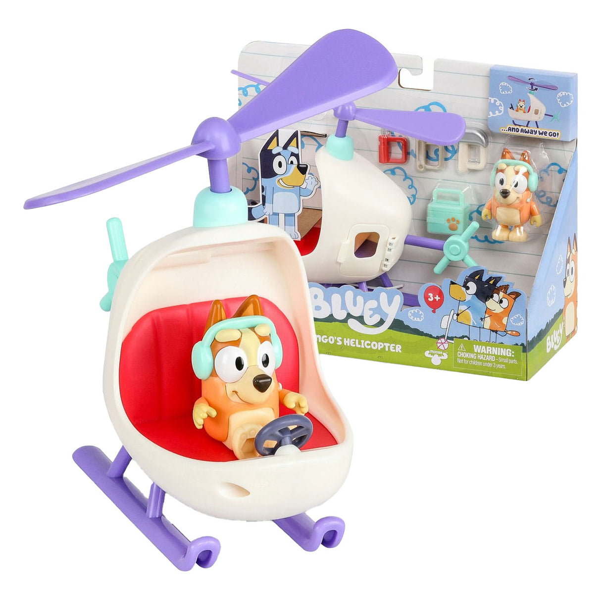 Moose jouets figurine de jeu de bingo hélicoptère bluey