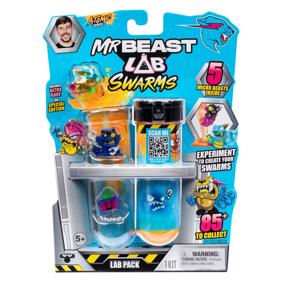 Figurine articulée Spectron Mrbeast Lab Swarms série 2, série atomique, paquet de 5