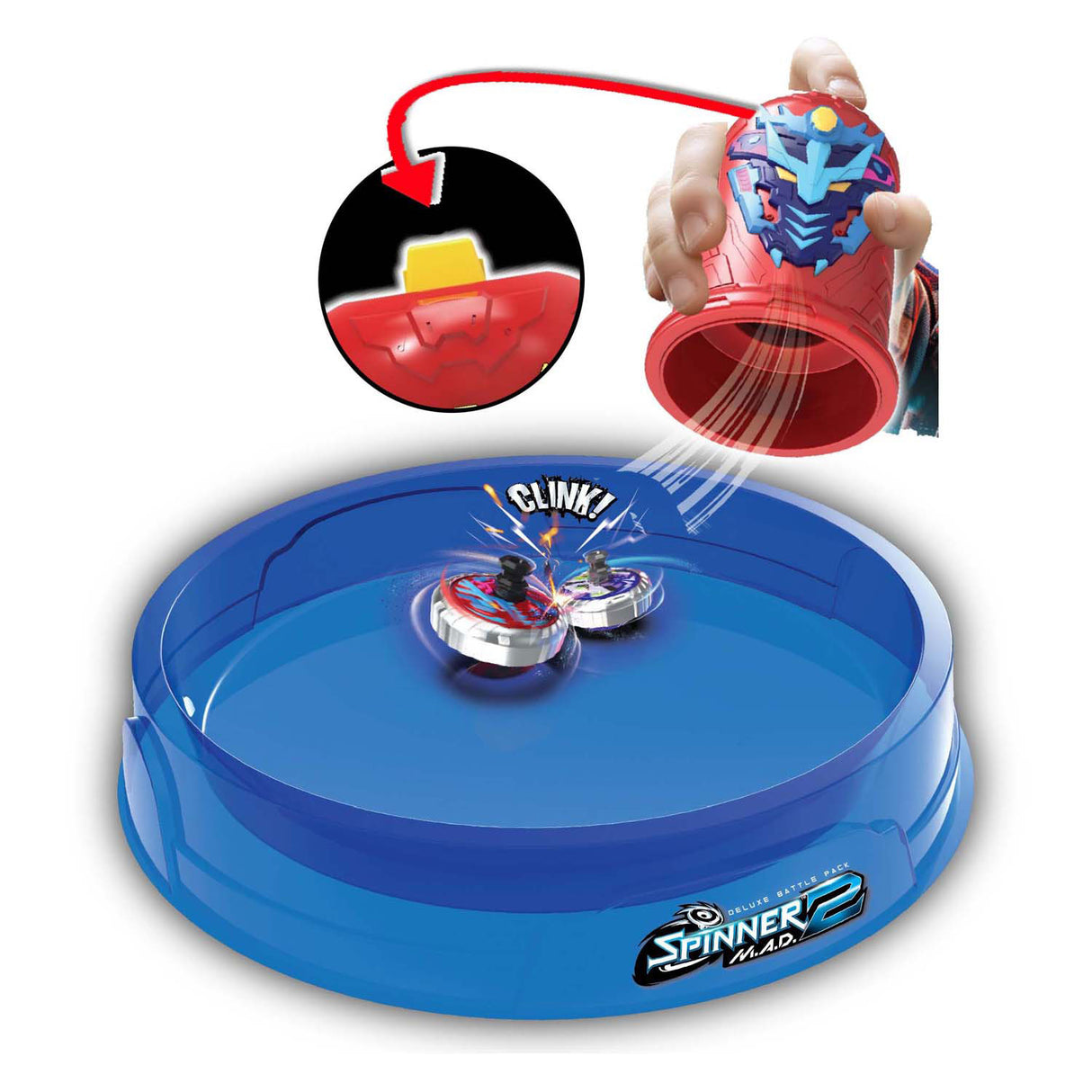 Silverlit spinner mad 2 pack de combat de luxe - 2 shakers, 2 toupies, 1 arène de combat