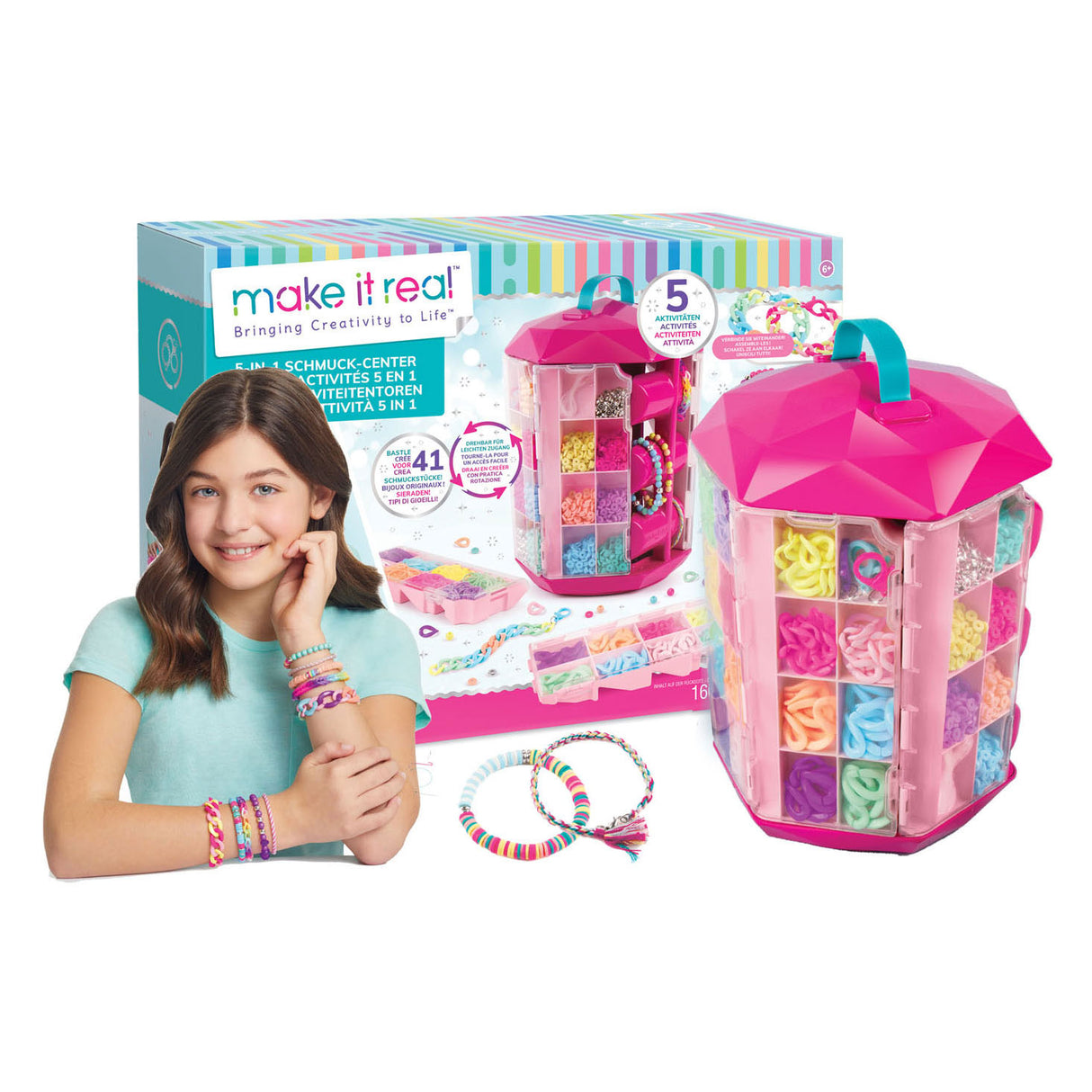 Rendez-le réel – Tour à bijoux 5 en 1 – Mélangez et réalisez 41 bracelets colorés.