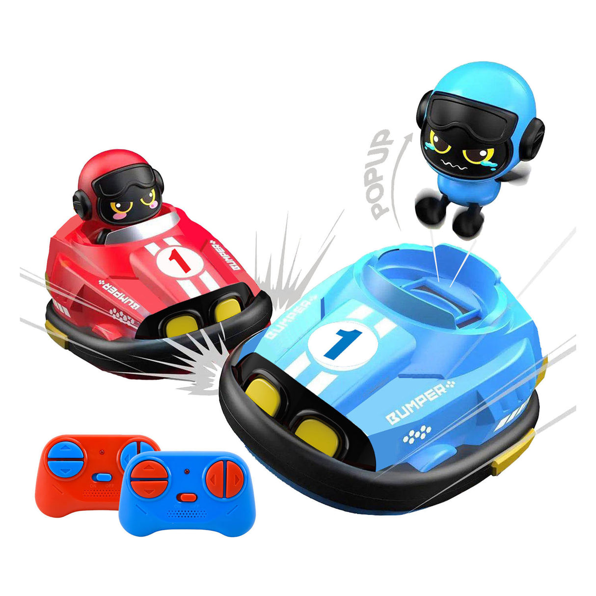 Gear2play RC Crazy Bumper Cars Duo Set – Autos tamponneuses contrôlables – Participez à un duel crash !