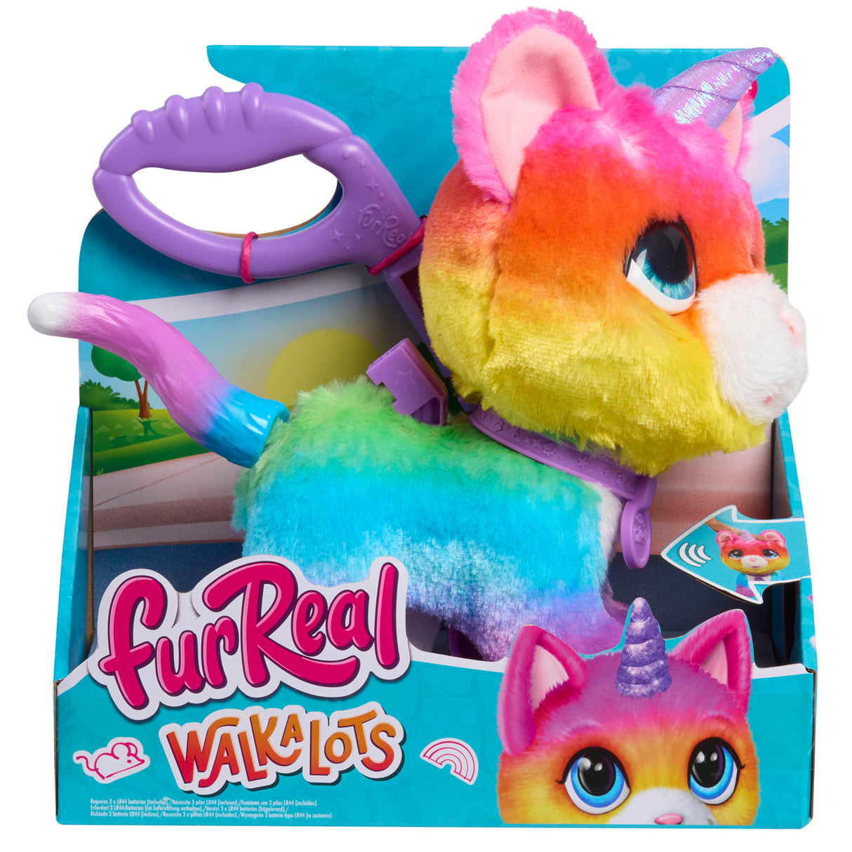 Jouez simplement au chat licorne furreal walkalots big wags - jouet en peluche interactif