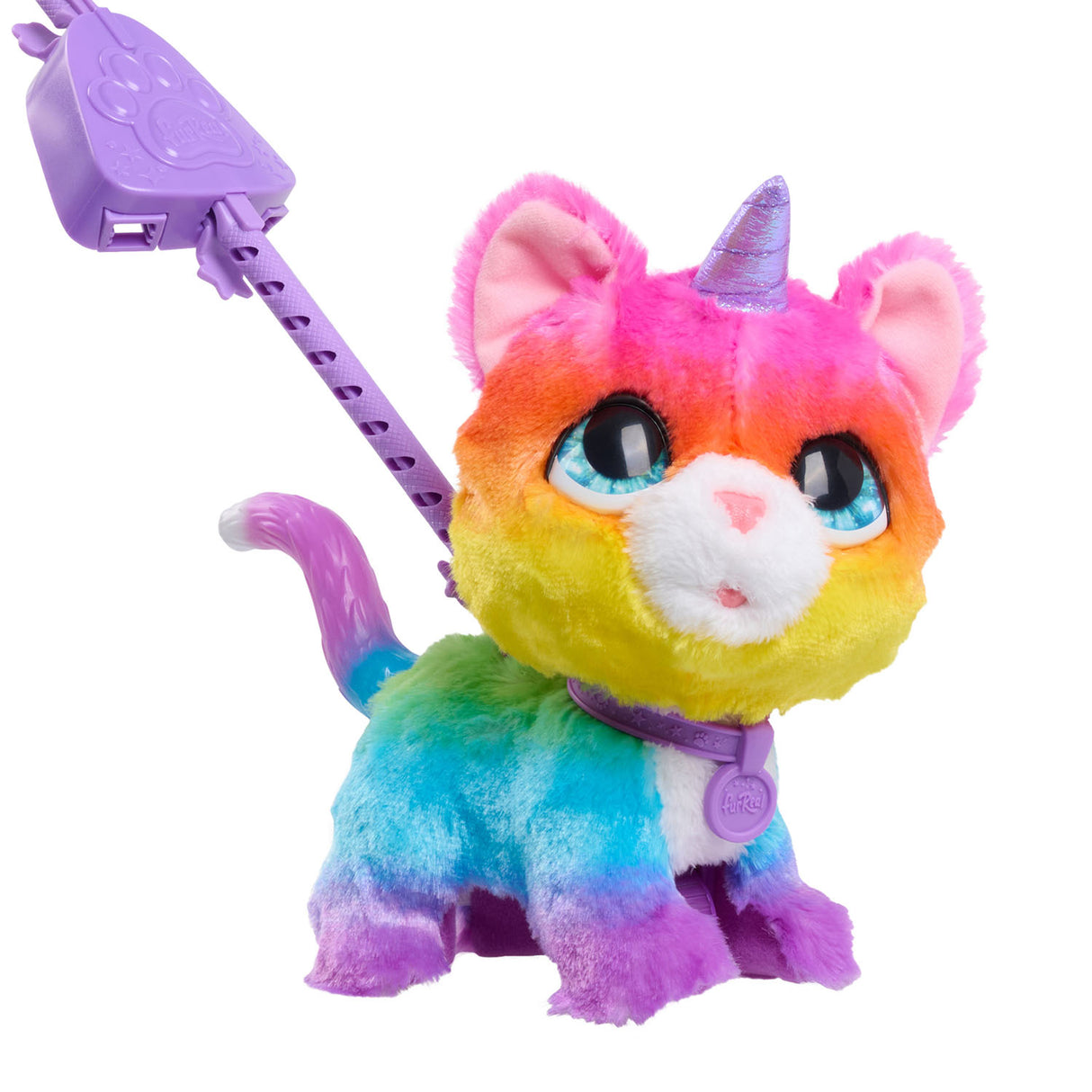 Jouez simplement au chat licorne furreal walkalots big wags - jouet en peluche interactif