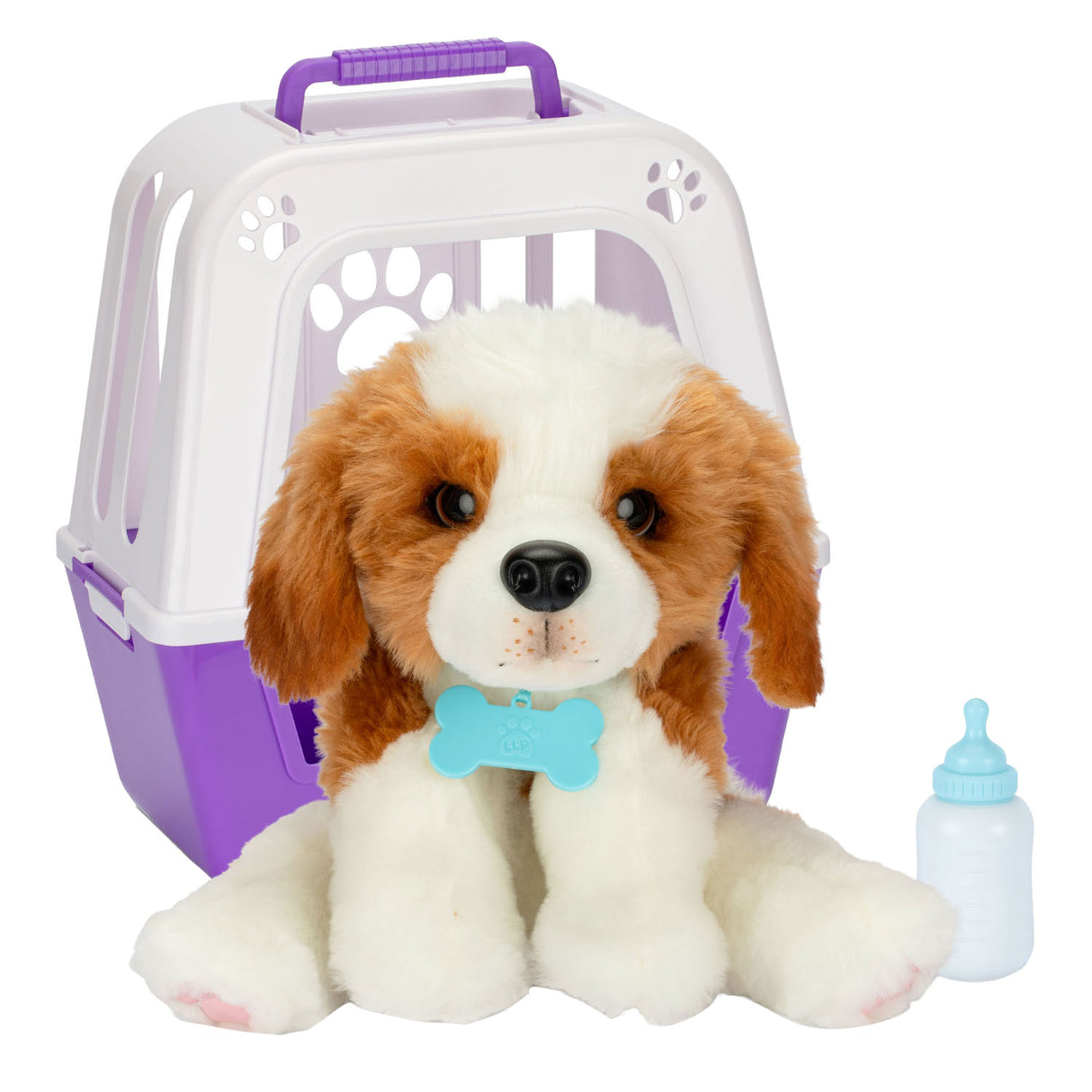 Petits animaux vivants, mon vrai chiot en peluche en cage