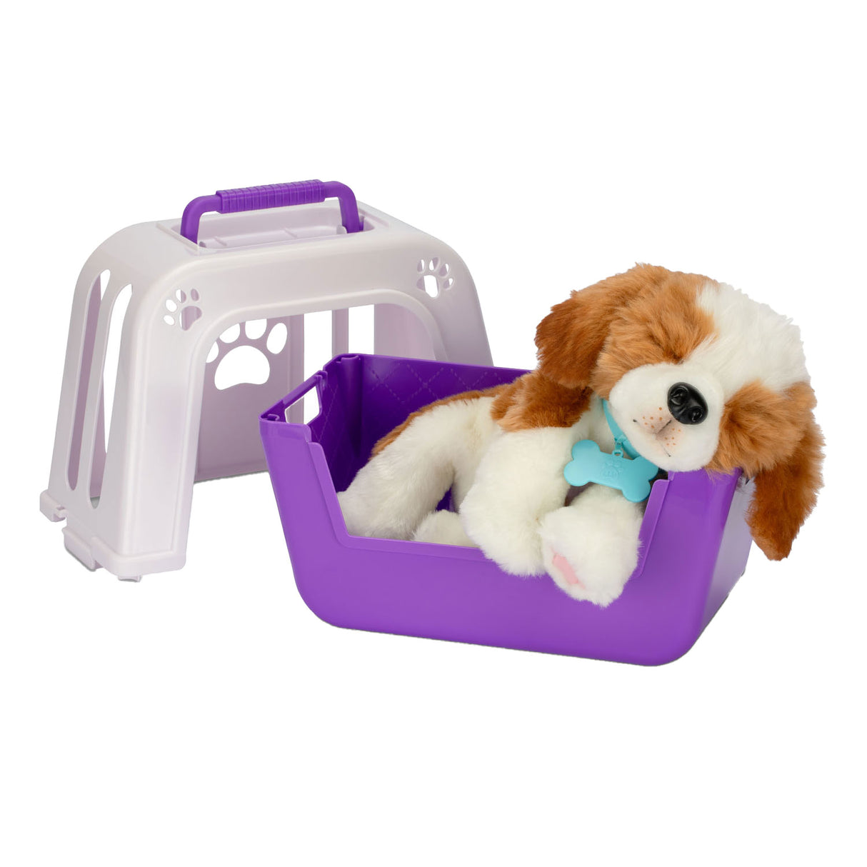 Petits animaux vivants, mon vrai chiot en peluche en cage