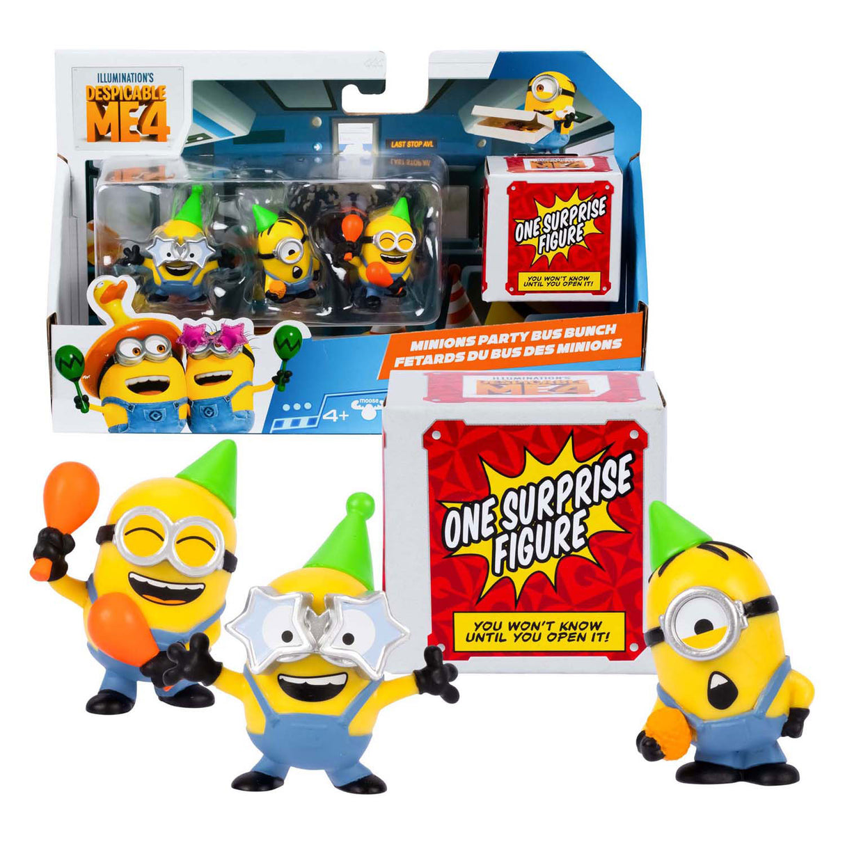 Moose Toys Moi, Moche et Méchant 4 - Pack de 4 figurines de jeu Avl Squad