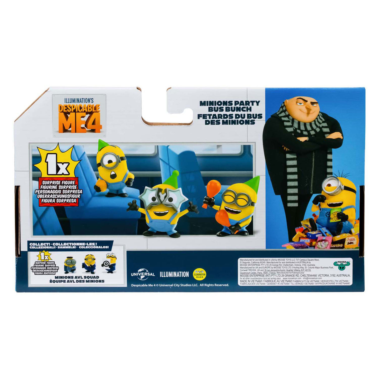 Moose Toys Moi, Moche et Méchant 4 - Pack de 4 figurines de jeu Avl Squad