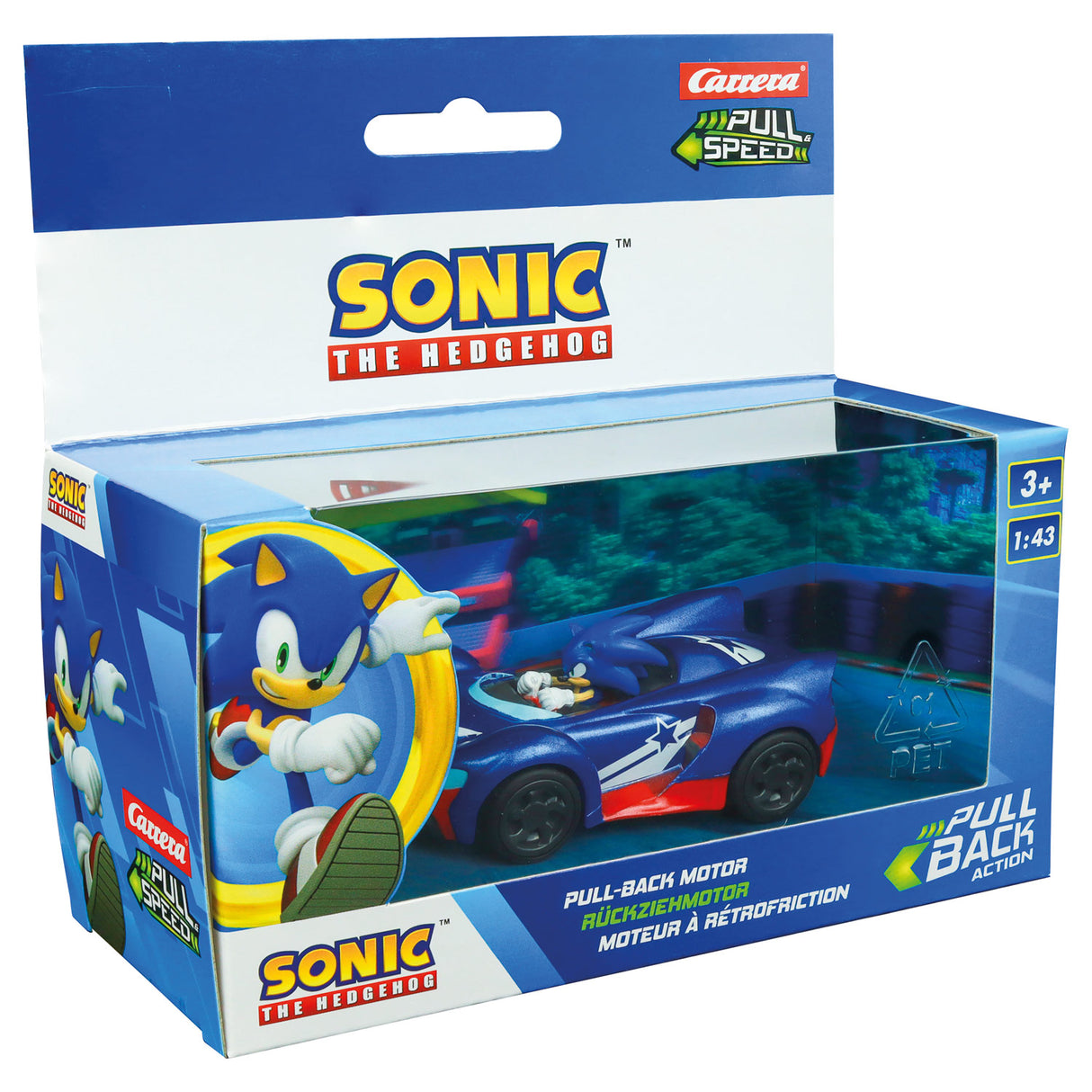 Carrera Pull Back Car Team Sonic Racing - Bleu