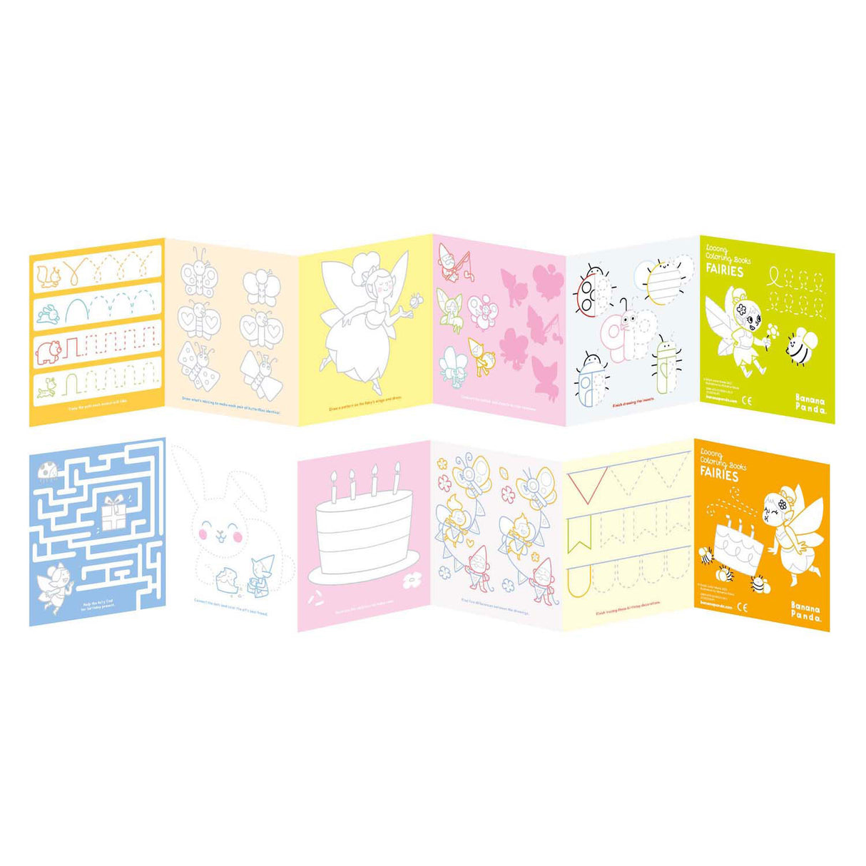 Panda banane - livre de coloriage J'adore les pages à colorier avec des fées